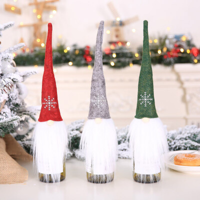 

Siaonvr Christmas Champagne Bottle Cover Dress Up Decoration Christmas Faceless Doll 3PC