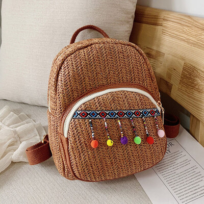 

Tailored Fashion Parent-Child Outdoor Woven Hairball Shoulder Bag Messenger Bag Backpack