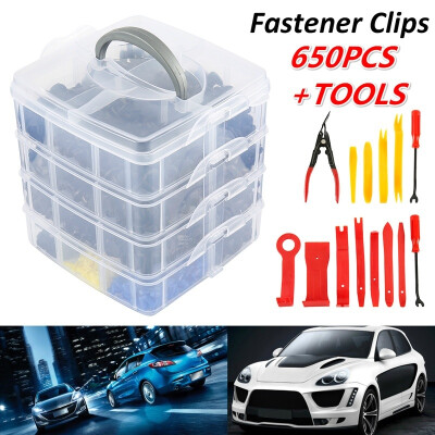 

Universal 650pcs 22 Sizes Mixed Plastic Car Clips Side Skirt Bumper Rivet Fasteners Tools