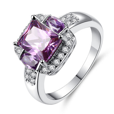 

Diamond Ring Rectangular Purple Zircon for Men&Women