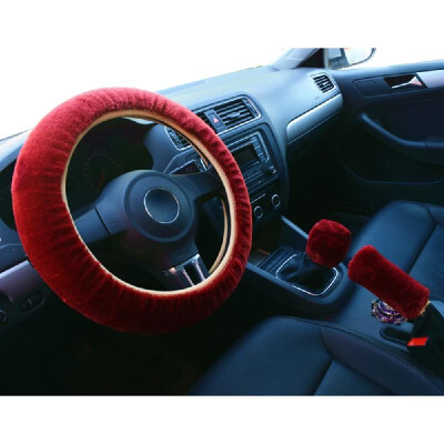 

3Pcs Car Styling Steering Wheel Hand Brake Change Lever Winter Wool Felt Soft Comfortable Auto Accessories Cover Interior Case Plu