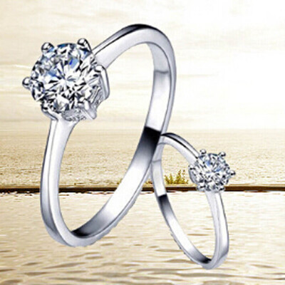 

16-19mm Engagement Ring Claw White Sapphire 10K White Gold Filled Women&39s Gift