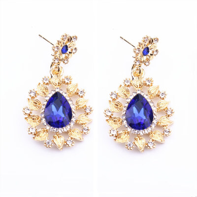 

EK2120 High Quality Retro Exquisite Cubic Zirconia Big Water Droplets Dangle Earring for Women Jewelry Statement Leaf Brincos