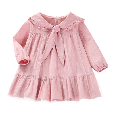 

Autumn Casual Baby Girls Dresses Long Sleeve Striped Print Dress With Ruffle Kids Princess Pageant Dresses