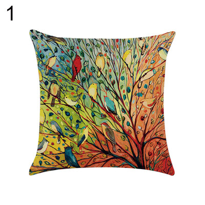 

Branch Bird Linen Throw Pillow Case Protector Cushion Cover Sofa Home Decor