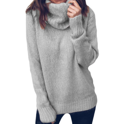 

Women Fashion Soild Color Long Sleeve Turtle Neck Knitting Pullover Sweater