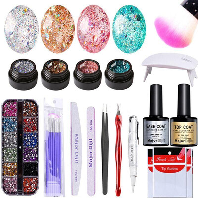 

18Pcs Full Manicure Set with Lamp 5W Upside&Base Coat Shining Gel Nail Art Tools