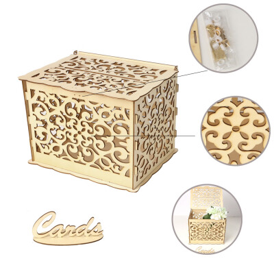 

Gobestart Wedding Card Box with Lock DIY Money Wooden Gift Boxes For Birthday Party