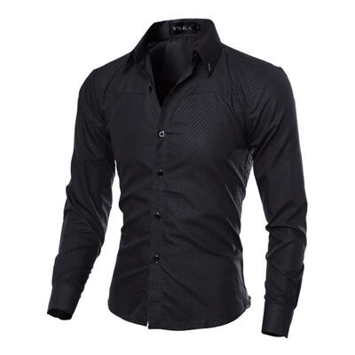 

Simple Casual Men Solid Color Slim Long Sleeve Business Shirt