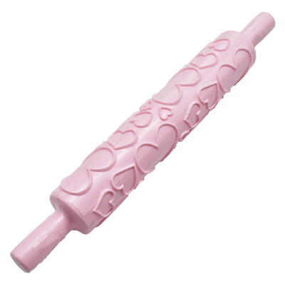 

Gobestart Portable Embossed Rolling Pin Heart Pattern Fondant Pastry Cake Decorating Tool