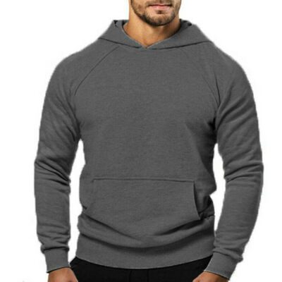 

Men Top T-Shirt Long Sleeve Slim Fit Hooded Sweatshirt Pullover Sweat Hoodie New