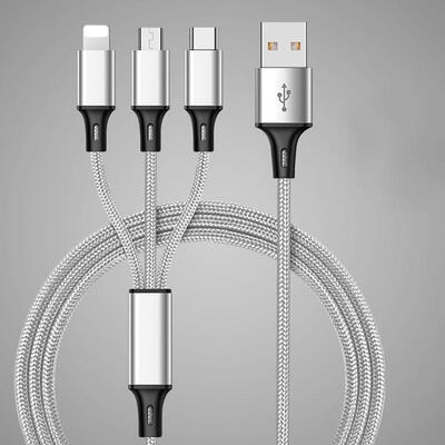

USB Cable For IPhone  X 8 7 6 Charging Charger 3 In 1 24A Micro USB Cable Type-C Mobile Phone Cables For Samsung S8