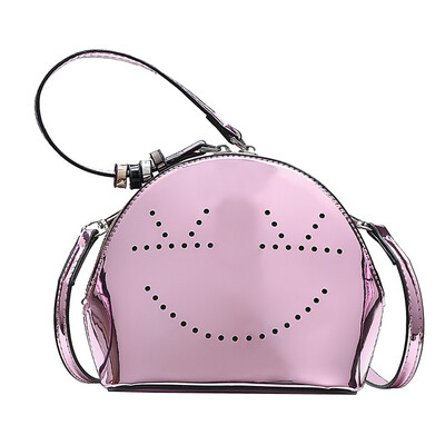 

Tailored Women Smile Dot Shoulder Bag Leather Hollow Out Crossbody Bag Beading Handle Bag