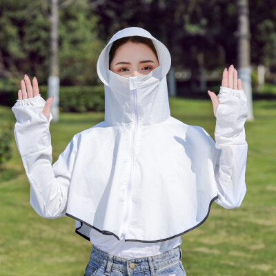 

Summer new solid-color sunscreen hoodie outdoor cycling sports waterproof fast dry female mid-length stock wholesale