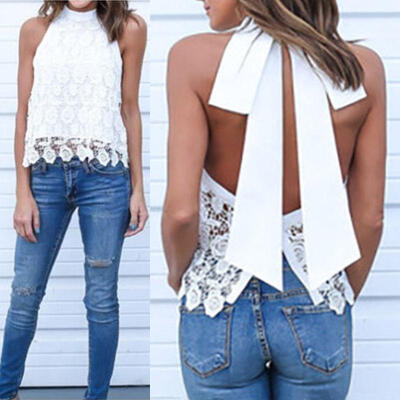 

Womens Summer Loose Casual Chiffon Lace Sleeveless Vest Shirt Tops Blouse Ladies Tops