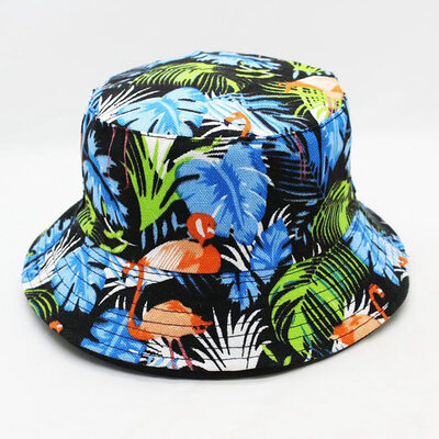 

Flamingo Print Bucket Hat Women Double Wear Cotton Cap Sun Hats Autumn Men Fishing Hat