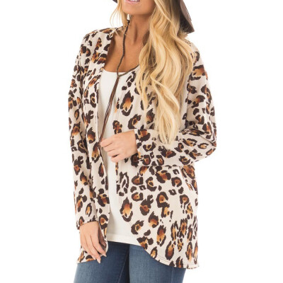 

Toponeto Women Leopard Print Long Sleeve Blouse Jacket Casual T-Shirt Tops Coat Outerwear