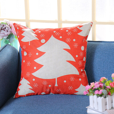 

Tailored Merry Christmas Print Pillowcase Linen Cotton Sofa Cushion Cover Home Decor