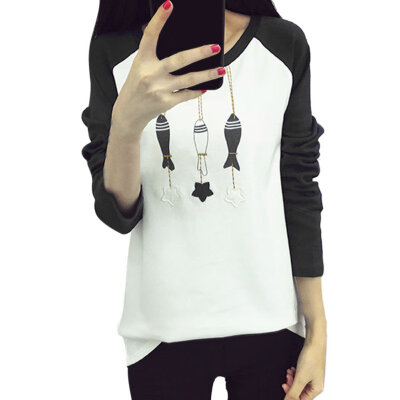 

Autumn Women T-Shirt Lovely Character Printed Long Sleeve Tops