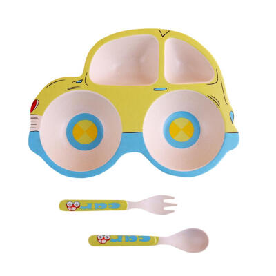 

Eco-friendly Bamboo Fiber Baby Plate Set Children Tableware with Fork Spoon