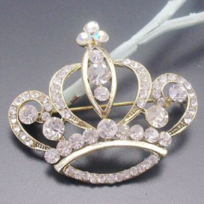 

Fashion Women Rhinestone Diamond Brooch Cute Princess Crown Wedding Brooches Pin