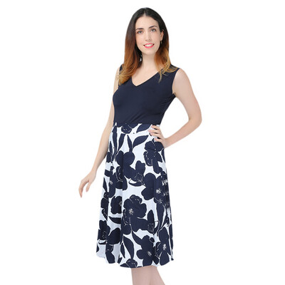 

Vintage Print A Line High Waisted Dress