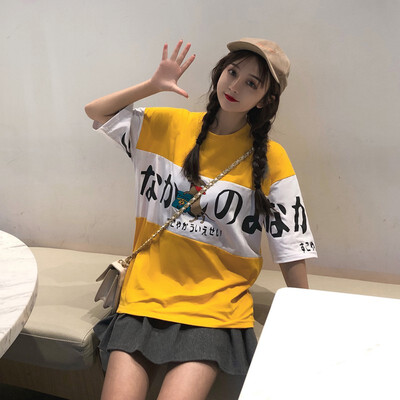 

Women Letter Print Female T Shirt Harajuku T-Shirts Summer Short Sleeve Loose Casual Clothing Top
