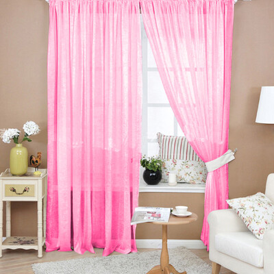 

Solid Color Window Curtain Flower Sheer Voile Tulle Valances for Bedroom
