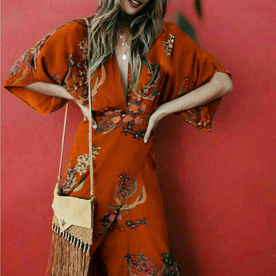 

Women Summer Boho Long Maxi Dress Cocktail Party Beach Dresses Slit Sundress