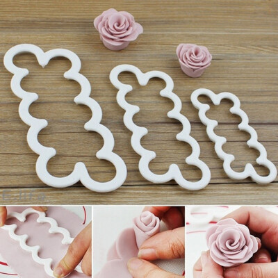 

3Pcs Plastic 3D Rose Flower Fondant Cake Chocolate Sugarcraft Mould Decor Tool