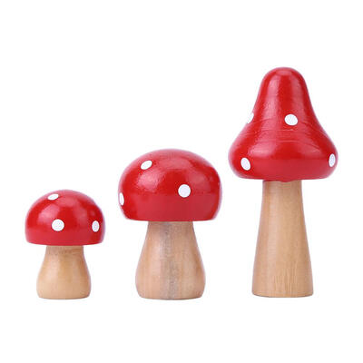 

3pcsSet Cute Wood Painting Mushroom Ornaments Crafts Miniatures Home Decor