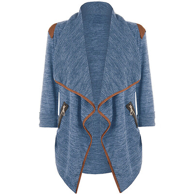 

Women Cardigan Loose Coat Lapel Long Sleeve Outwear Zipper Knitwear Coat Tops