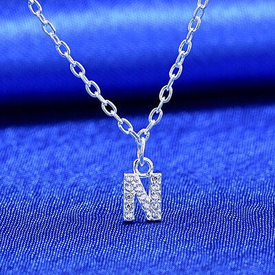 

Sale 1PC Women Girls 26 Letter Pendant Necklace Graceful Unique Adjustable Silvery Letter Pendant Necklaces