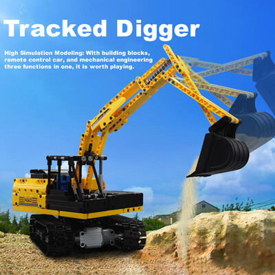 

DOUBLE E C51057 24GHz 120 4WD 544pcs Building Blocks Tracked Digger Excavator Tractor Vehicle DIY Toy Christmas Gift for Kids