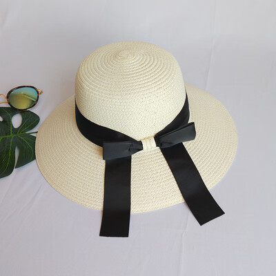 

Straw hat children summer Korean version of small fresh Joker Sun visor folding large coastal holiday beach hat