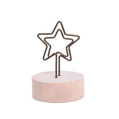 

Toponeto Rustic Real Wooden Base Place Card Holders Iron Wire Picture Picks Clip