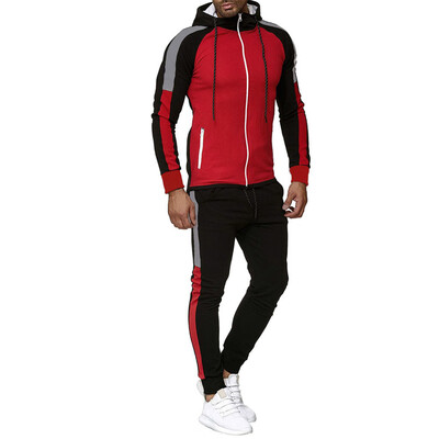 

Toponeto Mens Autumn Gradient Zipper Print Sweatshirt Top Pants Sets Sport Suit Tracksuit