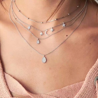 

Multi Layer Shell Pendant Necklace For Women Gold Chain Necklace Crystal Choker Necklaces Summer Bohemian Best Friend Jewelry