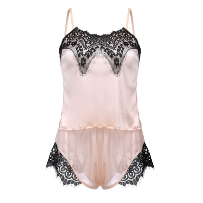

Toponeto Womens Sexy Satin Sling Sleepwear Lingerie Lace Nightdress Underwear Set