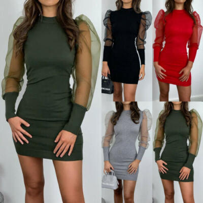 

Fashion Women Bodycon Long Sleeve Dress Evening Party Cocktail Club Short Dress