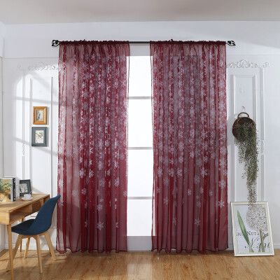 

Toponeto 1PCS Christmas Snowflake Curtain Tulle Window Treatment Voile Drape Valance