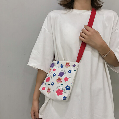 

Tailored Women Simple Flower Canvas Bag Shoulder Messenger Bag Small Square Bag