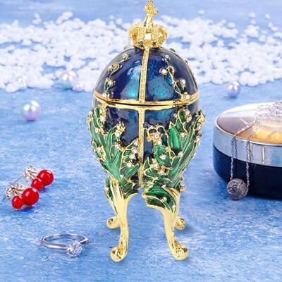 

Greensen Vintage Enameled Easter Egg Diamante Jewelry Organizer Trinket Box Decoration Gift