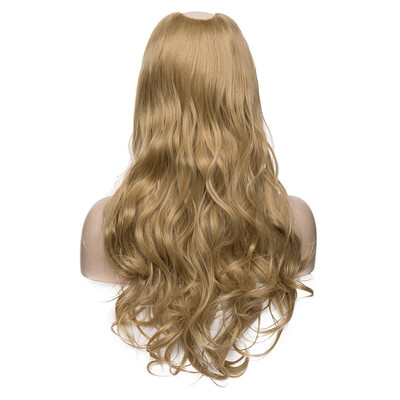

U Shape Part Half Head Wig Clip In Hair Extension Full Head One Piece Invisible 7 clips With Wig Net Synthetic Straight Curly