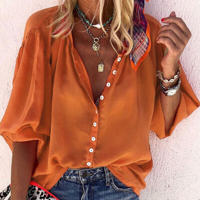 

Starmoon Womens Fashion Winter Solid Color Long-Sleeved V-Neck Button Blouse