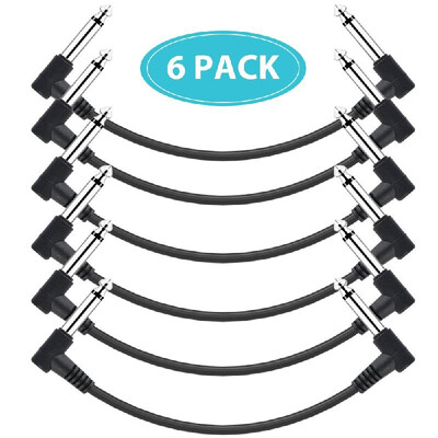 

ammoon Guitar Effect Pedal Cables Instrument Patch Cord 15cm 14 Inch Right Angle TS Plug PVC Jacket 6pcspack
