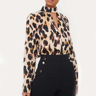 

New Womens Tops Leopard Printed Shirts Long Sleeve Loose Party Casual Blouse