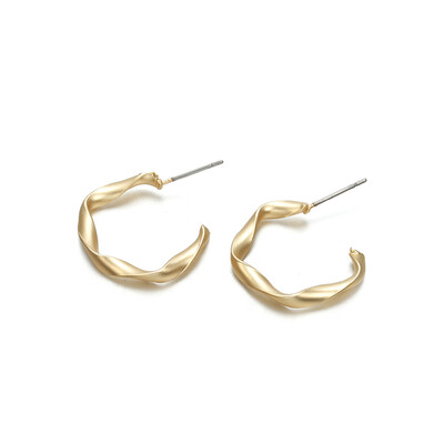 

Trendy Gold Color Indented Stud Earrings Fashion Jewelry Women Earrings Wedding Party Gifts Female Accessories Good Quality