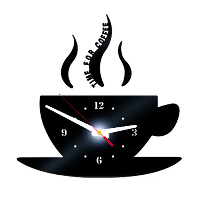 

Siaonvr Coffee Shape Removable Diy Acrylic 3D Mirror Wall Sticker Decorative Clock