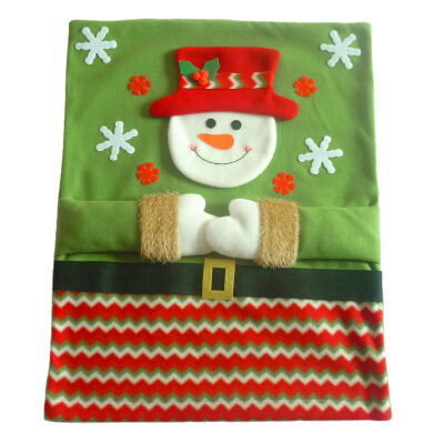 

New Christmas Supplies Santa Snowman Chair Cover Christmas Flannel Chair Set Red And Green Two Decorative Family Party Supplies